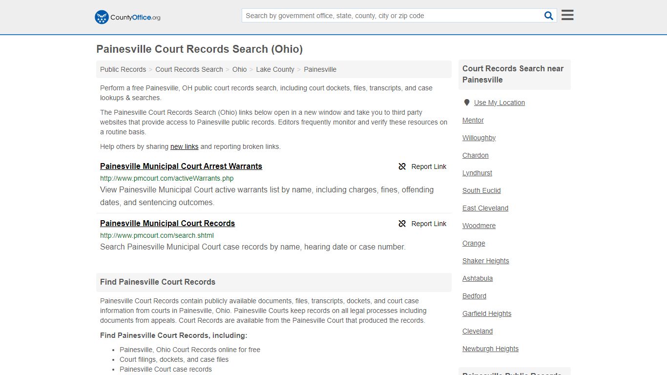 Court Records Search - Painesville, OH (Adoptions, Criminal, Child ...